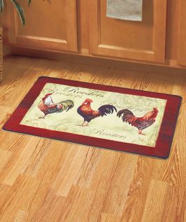 FRENCH COUNTRY ROOSTER KITCHEN CUSHIONED RUG PRETTY DECOR ROOSTERS MAT