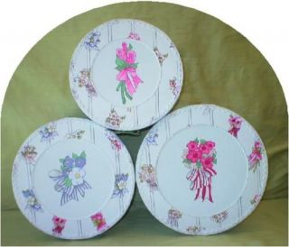 Hat Boxes Garden Stripe Hand Painted Floral Lid XLG