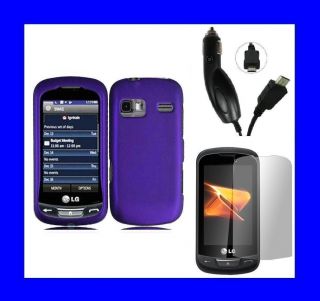 LG Freedom UN272 Screen Protector Car Charger Purple Snap on Case Hard
