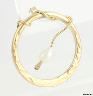 Freshwater Pearl Hoop Modern Earrings   10k Yellow Gold Contemporary