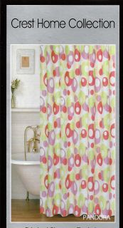 New Fabric Shower Curtain White w Pink Purple Green Circles Bubbles