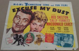 Excuse My Dust Movie Poster Half Sheet 1951 Original Folded 22x28 Red