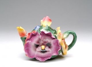  Fine Ceramic Figurine Pansy Teapot