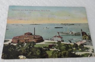 Post Card   1913   Aquarium & NY Harbor   New York NY