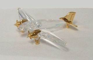  Swarovski Crystal Airplane with Gold Trim 4 Inch