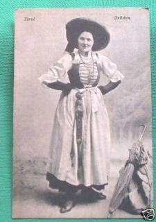 Nice C 1910 Austria Tyrol Lady Folk Costume Woman Dress