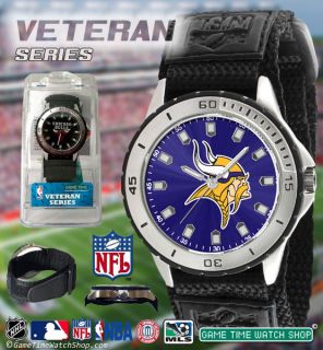 NFL Mens Game Time Team Logo Sports Watch Veteran Series Black Velcro