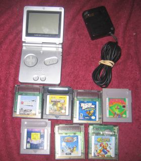 Nintendo Game Boy Advance SP Silver System with 7 Games Bundle GBA