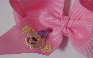 Pink Birthday Girl Embroidered Boutique Hair Bow Personalized Custom