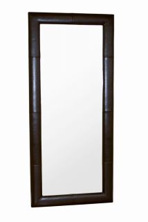 Modern Contemporary Brown Leather Framed Floor Mirror