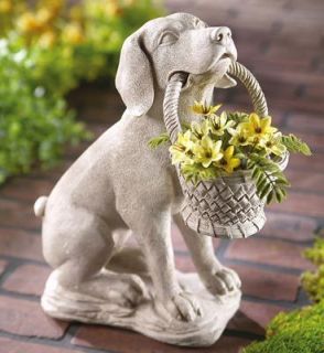 Dog and Basket Garden Statue Garden Dog Statue