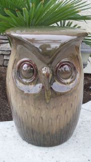 Owl Ceramic Garden Stool Seat Table Statue Plant Stand New