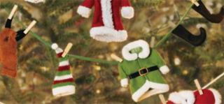 Adorable Elf garland features elf mittens, boots, coat, overalls and
