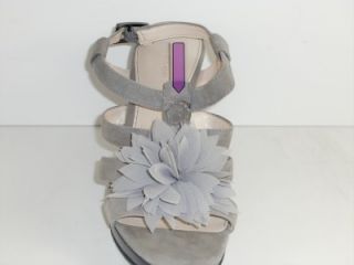 Calvin Klein Baina 8 5 M Dressy Stacked Wedged Sandals Gray Womens