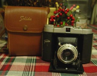 Vintage Franka Solida Jr Folding Camera w Case Germany