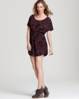 Gemma New Purple Silk Printed Scoop Neck Pocket Tee Casual Dress XS