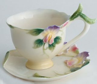 Franz porcelain Sweet Pea tea cup saucer set