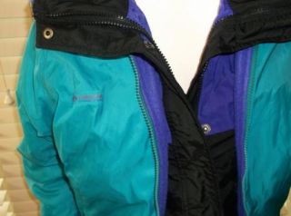 Vtg 90s Columbia 3 in 1 Radial Sleeve Teal Purple Ski Coat Jacket