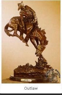 OUTLAW by Frederic Remington Bronze Handcast Statue Sculpture w Marble