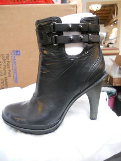   Sz 8 5 Black Ankle Heeled Leather Designer Boots Galvani NEW W Box