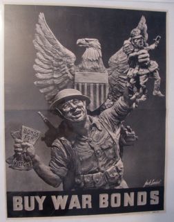 Scarce Original WWII War Poster Buy War Bonds by Jack Lambert 1942