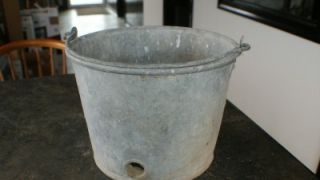 Vintage Galvanized Tin Bucket Vintage Metal Pail Garden Planter Calf