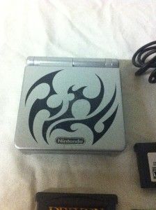 nintendo game boy advance sp tribal limited edition silver 7 great
