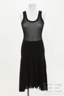 Jean Paul Gaultier 2 Piece Black Mesh Sleeveless Top & Skirt Set, Size