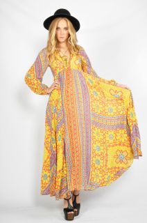 Vtg 70s Colorful Ethnic India Gauze Full Skirt Festvial Boho Hippie