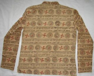 Cotton OM Aum Print Ethnic Gayatri Mantra Shirt Tunic Kurta s Men