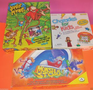 Lot 3 Board Game 4+ yr CHARADES Kids, Monster Stomp, Jumpin Monkeys
