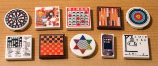 FUN CUSTOM GAMES PACK checkers bingo archery LEGO accessory for train