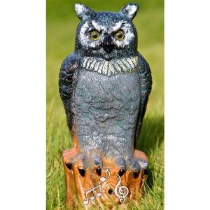 33cm Large Garden Patio Owl Motion Sensor Detector Sound Ornamental