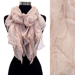 Soft Lightweight Silk Cotton Ruffle Scarf Pink