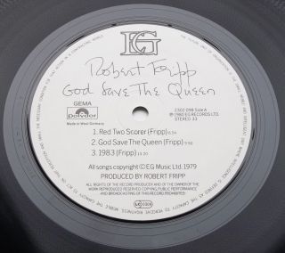 LP Robert Fripp God Save The Queen Under Heavy Manners 1st de EX EX