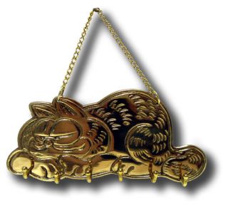 Garfield the Cat Solid Brass Key Holder Collectible 6 1/4w x 3H & 6