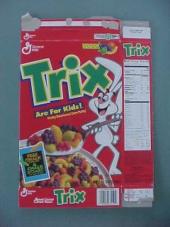 1994 General Mills Trix cereal with toy chalkboard box intact on back