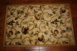 3X4 Kitchen Rug Mat Washable Mats Rugs Fruit Pears Cherry Peach Beige