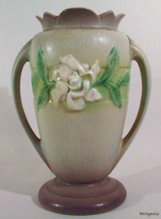 Vintage Roseville 686 10 Gardenia Handled Vase 10H Lovely