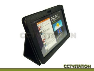 Black Leather Case Stand Screen Protector Stylus for Samsung Galaxy