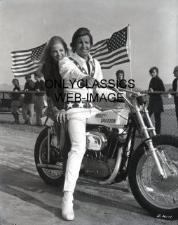 George Hamilton as Evel Knievel Harley Davidson XR750 Motorcycle Photo
