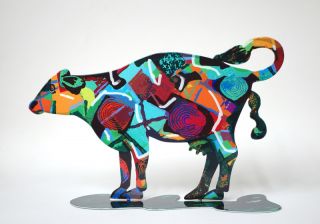 David Gerstein Modern Steel Art Tikva Cow Contemporary Metal Art