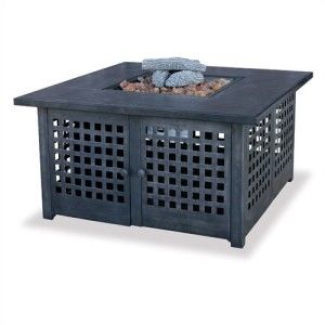 New Outdoor Patio Uniflame Square Gas Fireplace Firepit w Tile Mantel