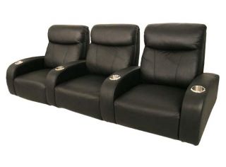 Home Theater Seating 3 Front Row Seats Black Leather Chairs