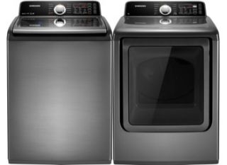  Samsung Stainless Platinum Top Load Washer and GAS Dryer Laundry Set