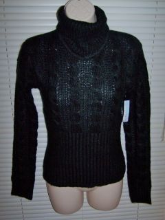 NEW GEORGE MARTHA BLACK CABLE KNIT SWEATER WOMENS SIZE MEDIUM 40