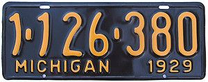 1929 Michigan License Plate Gibby Alpca
