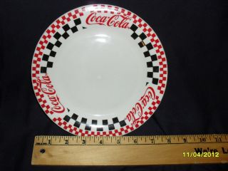 1997 Coca Cola Coke Gibson 8 Saucer Plate Checkered Diner Style