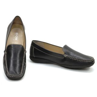 Geox Respira Euro D8145T Black Leather Casual Comfort Loafers Shoes