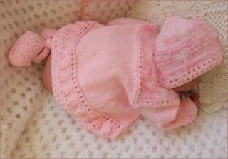 Baby or Reborn Knitting Pattern Gabby Set Matinee Coat Bonnet Shoes